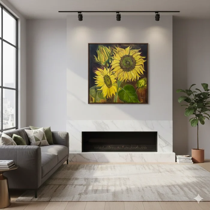 "DaVinci Sunflowers", oil painting by Hasmik Khalafyan