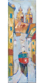 “Tram” - oil on canvas painting