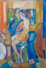 “Lovers” - oil on canvas painting