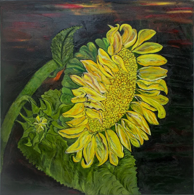"Sunflower". Oil on canvas painting.