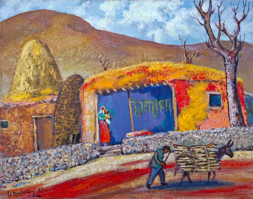 Autumn Village - Original Oil Painting