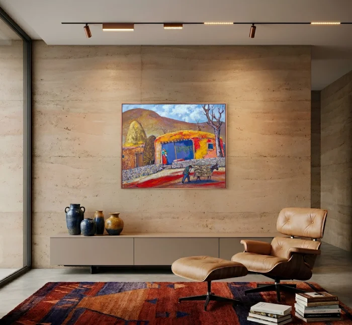 Autumn Village - Oil on Canvas Painting