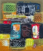 "Source" – original abstract oil on canvas painting by artist Abgar Khachatryan, 25×30 cm, 2021