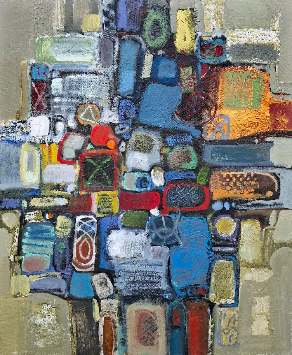 "Dream", oil painting by Abgar Khachatryan. Oil painting on canvas. Abstract colorful geometric shapes and patterns. "Dream", oil painting by Abgar Khachatryan Oil painting on canvas.